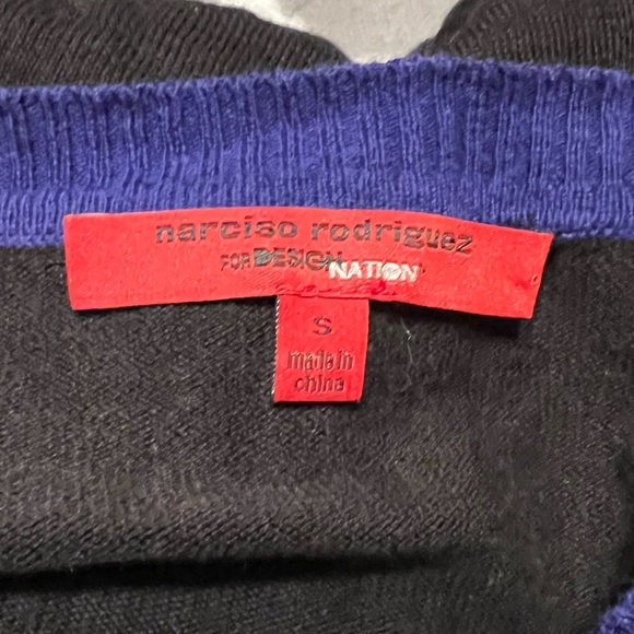 Narciso Rodriguez Design Nation Colorblock Snap Front Fine Knit Cardigan - Picture 4 of 4